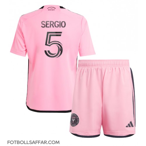 Inter Miami Sergio Busquets #5 Hemmadräkt Barn 2024-25 Kortärmad (+ Korta byxor)